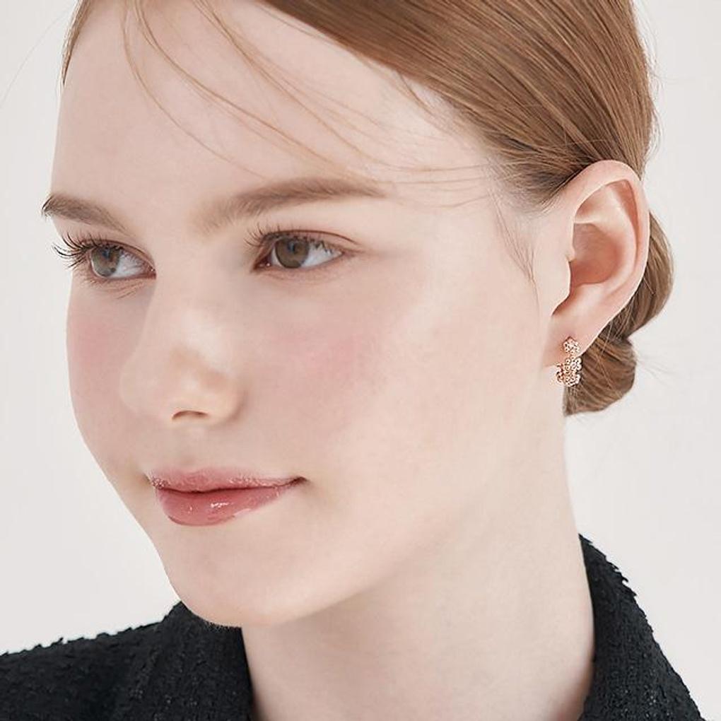 [ELLE Jewelry] 14K Flower Point One-Touch Earrings ELGPEE555