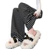 Striped towel wide-leg pants women's spring and autumn new high waist drape loose sports cream straight casual pants