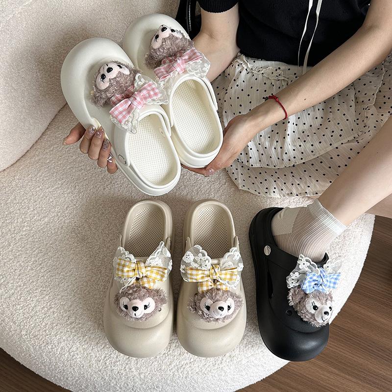 

Cute cartoon Shirley Mei hole shoes women s new home wear non-slip super soft thick-soled bag head sandals 36/37