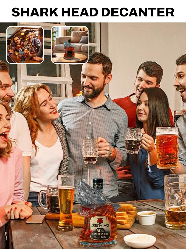 320ml Shark Statue Wine Bottle, Decanter Decoration For Bar,Office,Home Whiskey Bottle 3D Engraved Whiskey Glasses Theme Statue