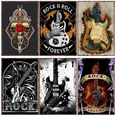 Rockgitarre Metallblechschilder für Zuhause Wohnzimmer Wandkunst Dekoration Club Bar Party Schilder Büro Garage Schlafzimmer Vintage Pos