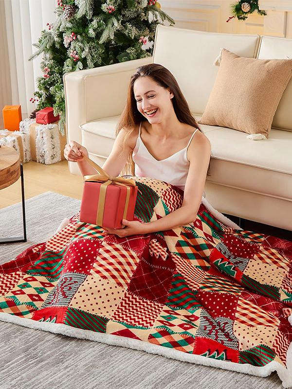 Christmas Pattern Blanket Flannel Home Warmth Blanket