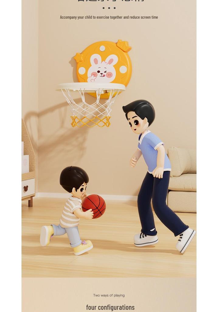 Toddler No-Drill Suction Cup Indoor Basketball Hoop - Silent Scoring Toy