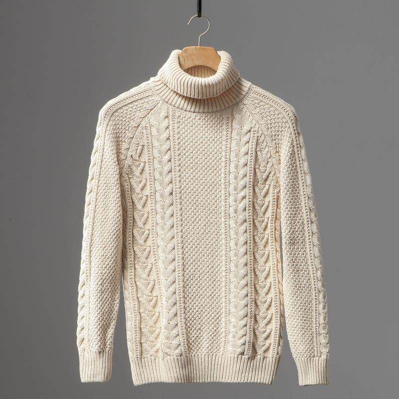 Foreign Trade Overplus Order Men Cut the Tag off Cattle Goods Thick Line Turtleneck sweater Slim fit Trend Fashion Export Twist Knit Outerwear
