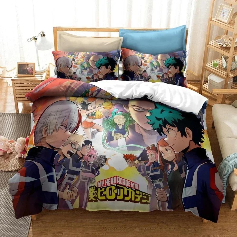 Design Popular 3D My Hero Academia Comfortable Duvet Quilt Cover Pillowcase Bedding Set Children Bedroom Decoration Home Textile