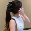 Women Hair Clip Anti-slip Teeth Three-Dimensional Bow Design Strong Grip Hair Claw Satin Texture Ponytail Holder Versatile Hair Accessory