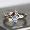 Chic Rhombic Imitation Opal Women Rings 2Pcs Set for Vintage Party Temperament Elegant Lady's Accessories New Jewelry