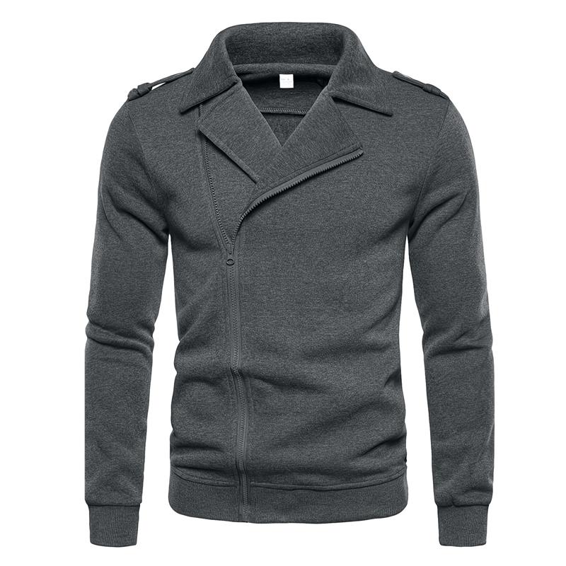 Mens Lapel Collar Motorcycle Jacket, Asymmetric Zipper Long Sleeve Casual Outerwear for Daily Wear