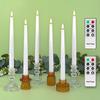 Rhytsing 11.4" Flameless Taper Candles with Timer Function, Battery Operated Dinner Tall Candlestick Rustic Wax, Warm White LED, 2 Remotes Included -
