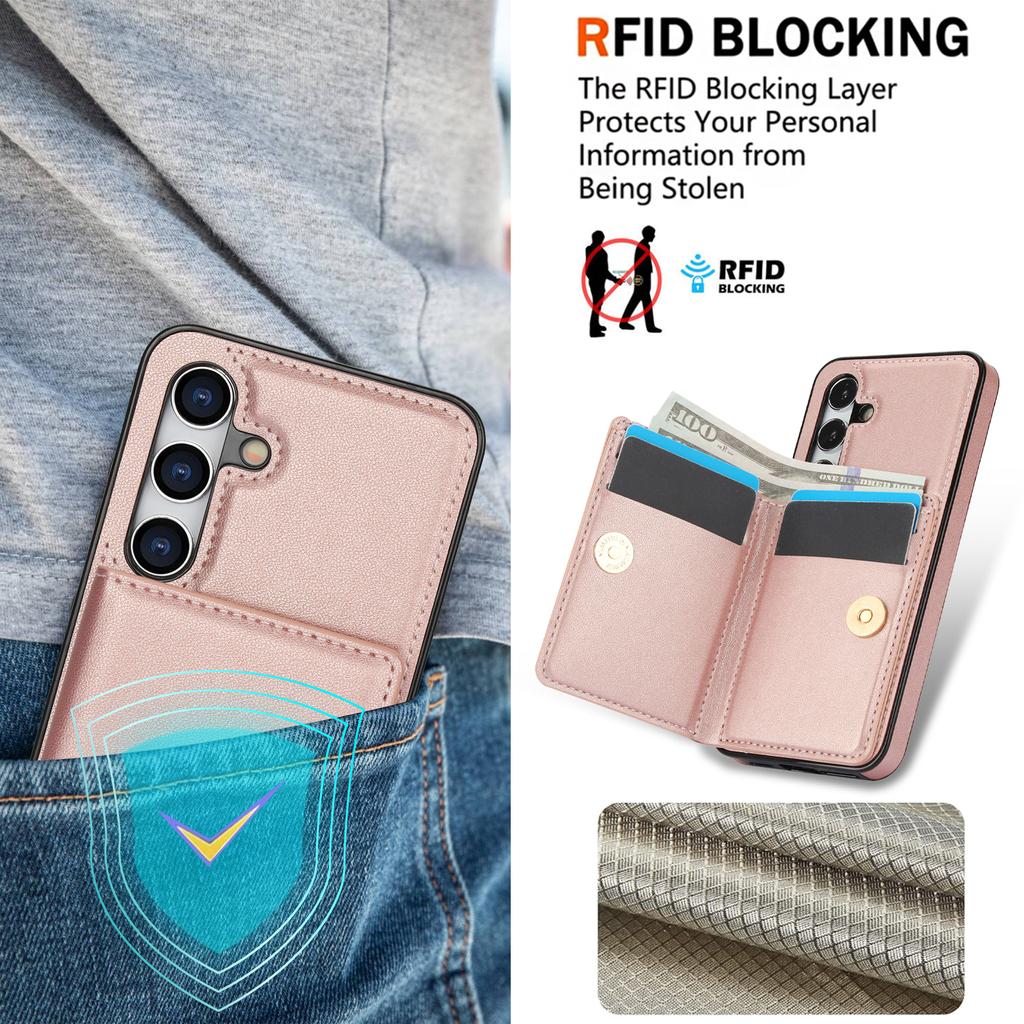 Husă din piele cu portofel și suport pentru carduri cu inel pentru Samsung Galaxy S24 Ultra S23 Plus S22 S21 FE A55 A15 A14 A54, geantă RFID, suport pentru carduri