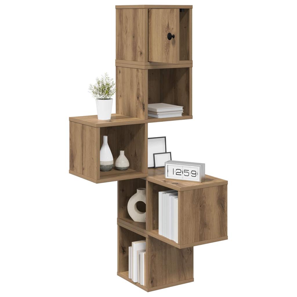 Wall Corner Shelf Artisan Oak 48 X 48 X 120 Cm Engineered Wood
