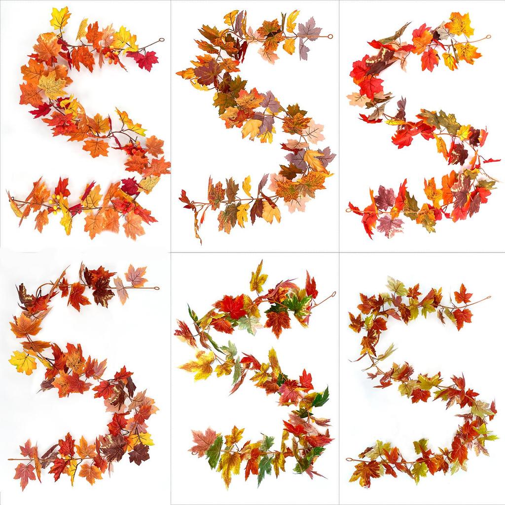 Sztuczne girlandy z liści klonu na Boże Narodzenie, wesele i do dekoracji domu