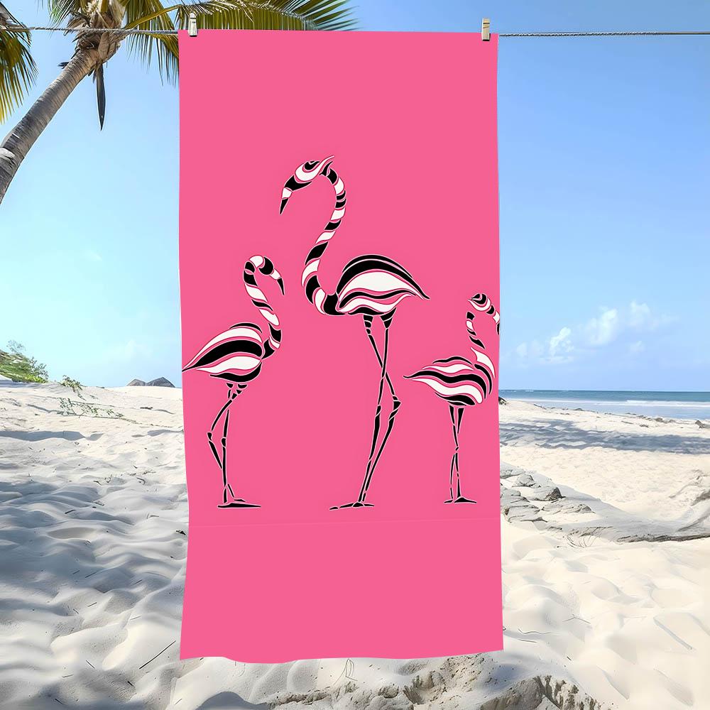 Graceful F-Flamingos Towel Beach Towel Oversized Super Absorbent Soft Swim Beachtowels For Men, Women