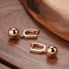 New  Rose Gold Long Earrings For Women Unique Simple Glossy Ball Natural Zircon Dangle Earrings Fine Wedding Jewelry