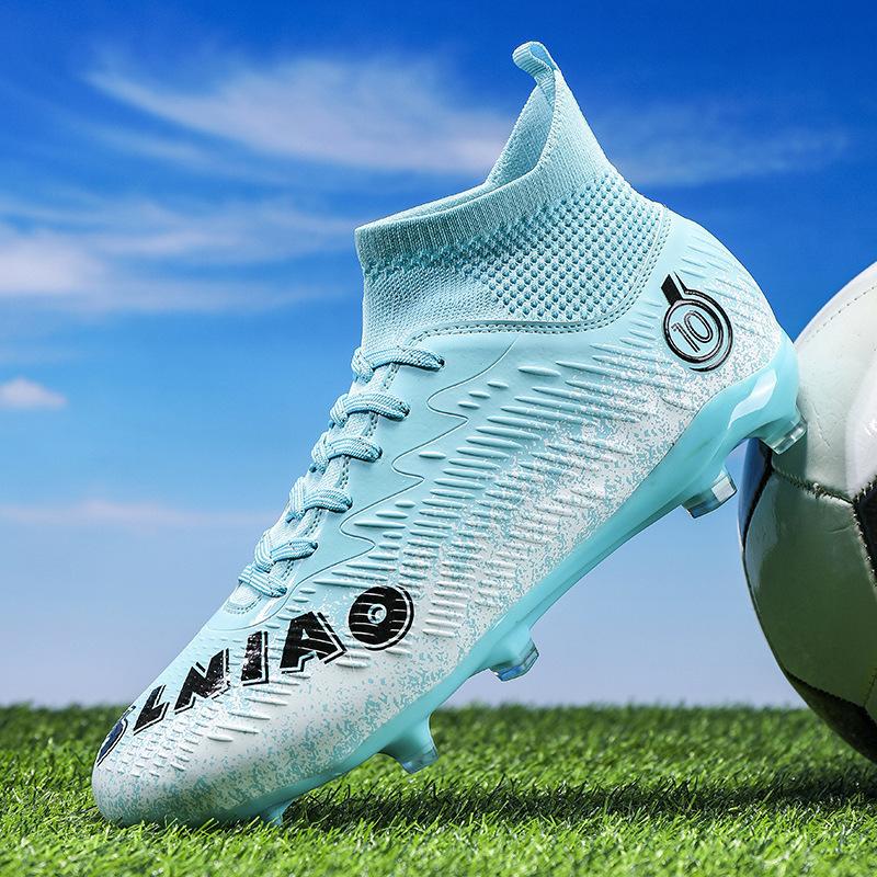 2025 New High-top Leather Football Shoes Large Size Men's and Children's Broken Nails Artificial Flat AG Long Nails Training Shoes