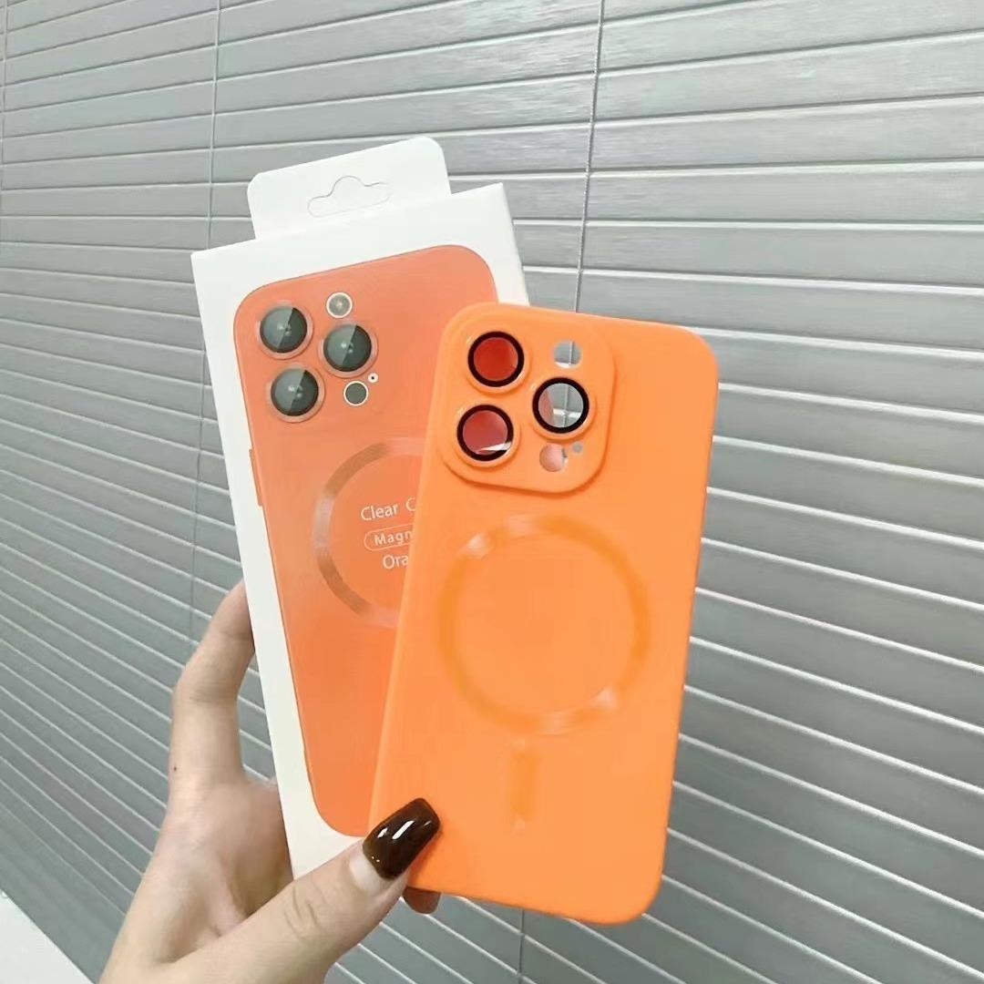 

Applicable To IPhone 15 Magnetic Phone Case 16 Color Apple 14 Matte CD Pattern with Lens Film 13 Soft Protective Cover Apple 16