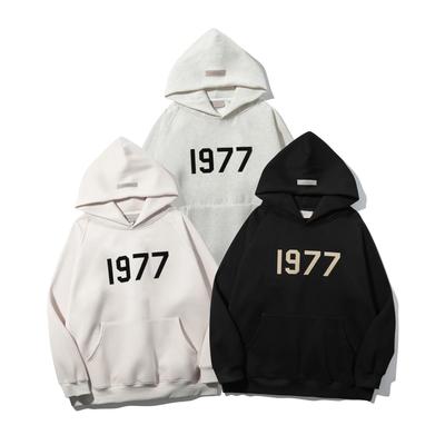 Herfst Winter Essentials Hoodie Sweatshirt Fleece Gevoerd Gevlokte Belettering Oversized Streetwear Casual Chinees Merk AE Voorraad