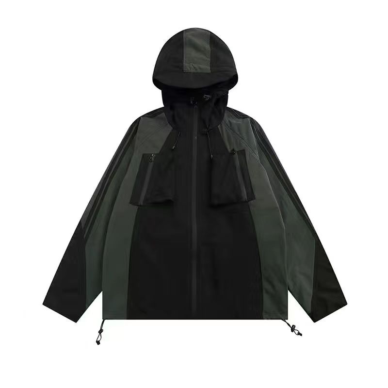 

Уличная куртка Techwear Женская ветровка Винтажный анорак Harajuku Oversize на молнии с капюшоном в корейском стиле Отзывы M чёрный