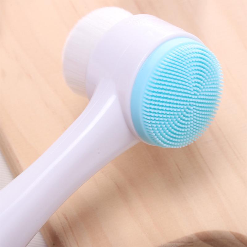Oboustranný čisticí kartáček na obličej: Nylonové a silikonové štětinky pro čištění pórů a odstraňování černých teček