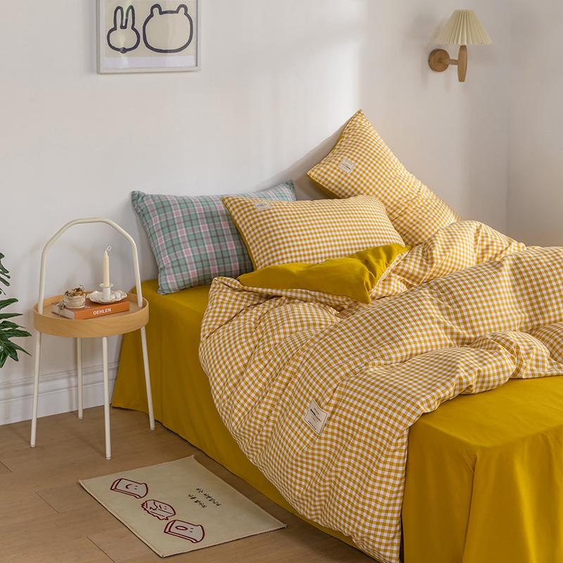 Japan Plaid Queen Duvet Cover Set 220x240 High-quality Soft Skin-friendly Bedding Set King Size Quilt Cover Pillowcases