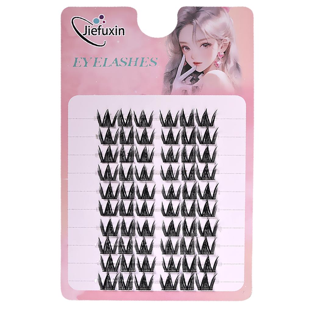 Jiefuxin DIY Lashes Fox Eye Manga False Eyelashes Large Capacity Tapered Thick Segmented Individual Cluster Lash Extensions