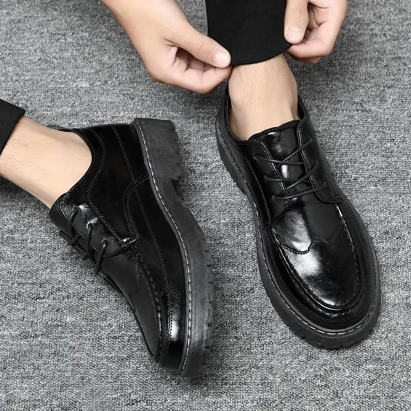 

Formal Business Men s Leather Brogue Shoes Dress Round Toe 2024 Trend Male Casual Shoe Classic Original On Sale New In 44