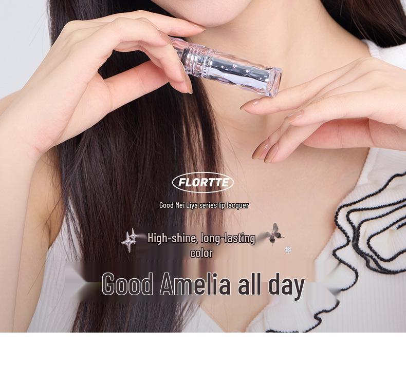 FLORTTE Girls' Dormitory Watery Light Lip Lacquer - So Beautifully Amelia: Transfer-resistant Mirror Gloss