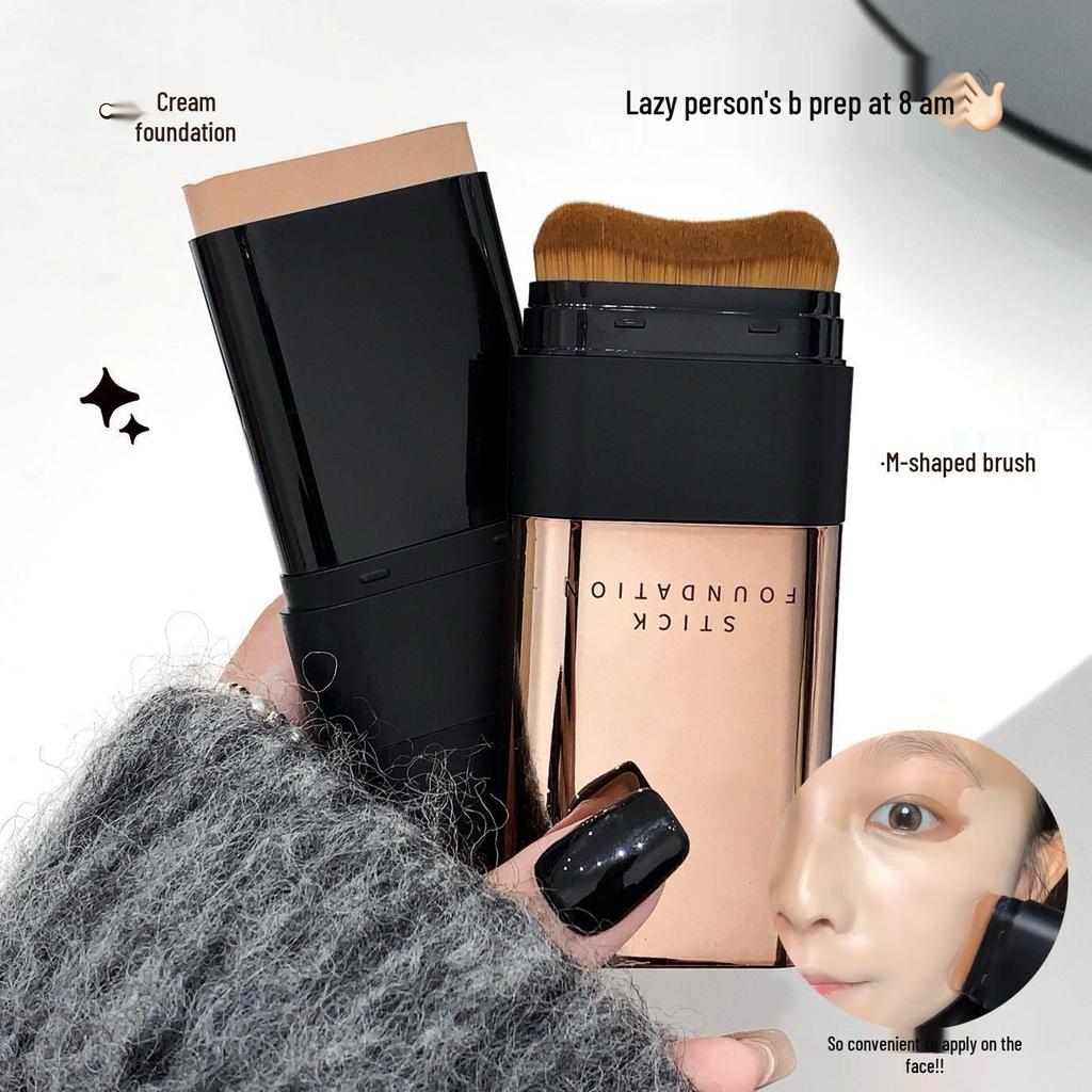 Kakashow Dual-Ended Foundation Stick & Brush - Flawless Glow, Concealer, Skin Brightening, Lightweight Formula