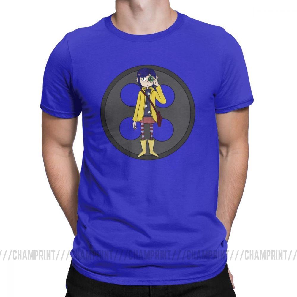 Coraline Men S T Shirts Coraline Button Eyes Leisure Cotton Short Sleeve Tees Crew Neck T