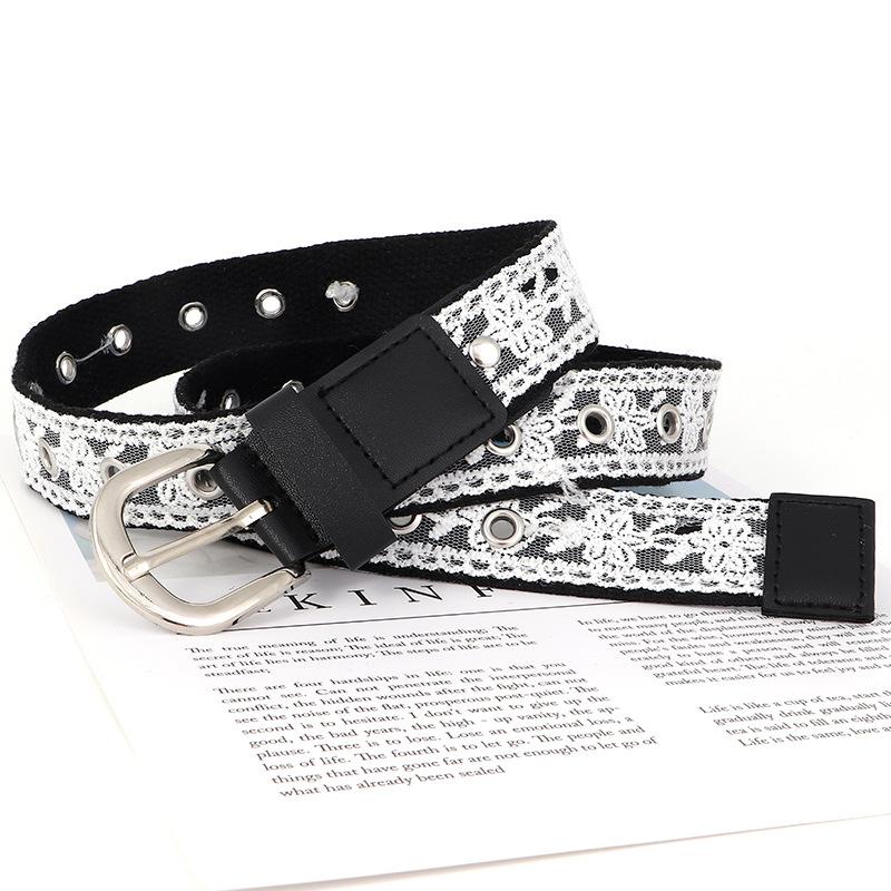 Korean Niche Retro Decorative Belt Metal Pin Buckle Lace Waist Belt For Jeans