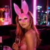 Rabbit Mask for Halloween Bunny Mask, Cosplay Face with Long Creepy Parties Ears, Lightweight Plastic Cushion Masquerade Party Costume Comfortable