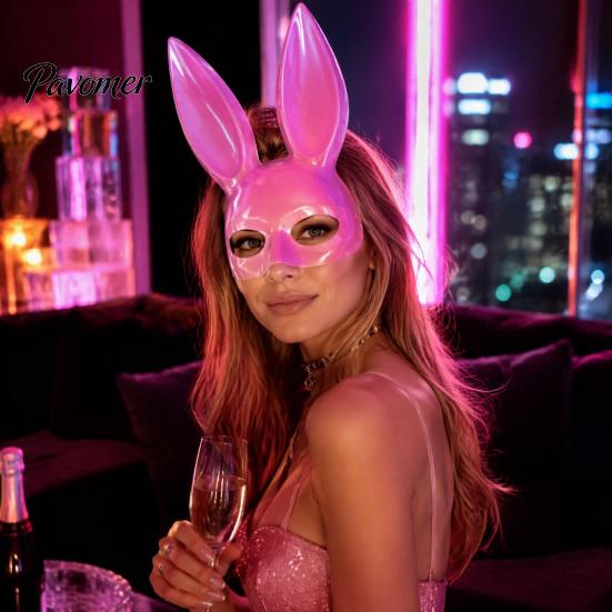 Rabbit Mask for Halloween Bunny Mask, Cosplay Face with Long Creepy Parties Ears, Lightweight Plastic Cushion Masquerade Party Costume Comfortable
