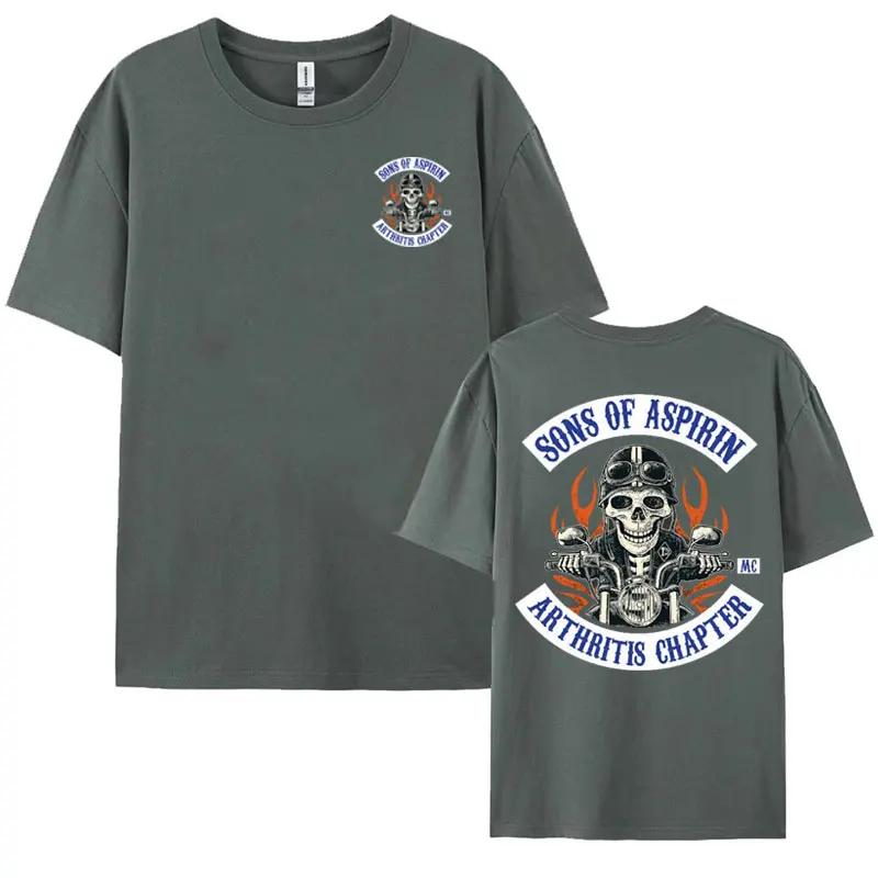 Motorcycle SoA - Sons of Aspirin - Funny Biker T Shirt Men's Fashion Gothic Oversized T-shirts Male Vintage Cool Casual Tees Y2k