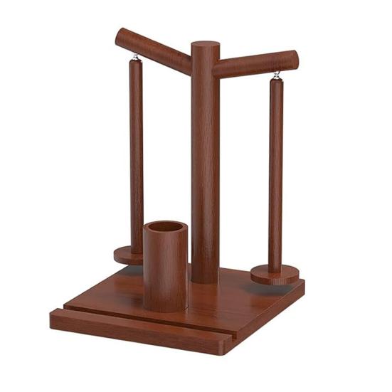 Wooden Yarn Holder Magnetic Rotating Yarn Spinner with 2 Spindles Yarn Dispenser with Phone Stand for Knitting And Crocheting