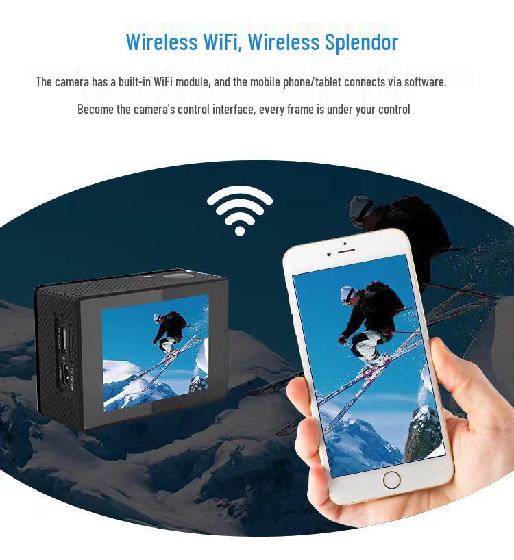 CrossD800R 4K HD Sports Camera with Remote, WiFi & Waterproof for Outdoor Cycling