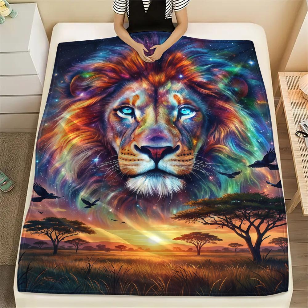 Aurora Sky Gorilla Unicorn OwlPrint Flannel Blanket,High quality Comfortable for All Seasons,Home Decor,Warmth and Comfort,Perfect for Christmas Gifts