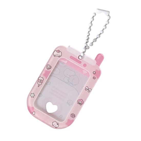 Acrylic Mini Card Holder Cute Cartoon Phone Badge for ID Photos Keychain Display Hard Protective Sleeve for School Office & Collectibles
