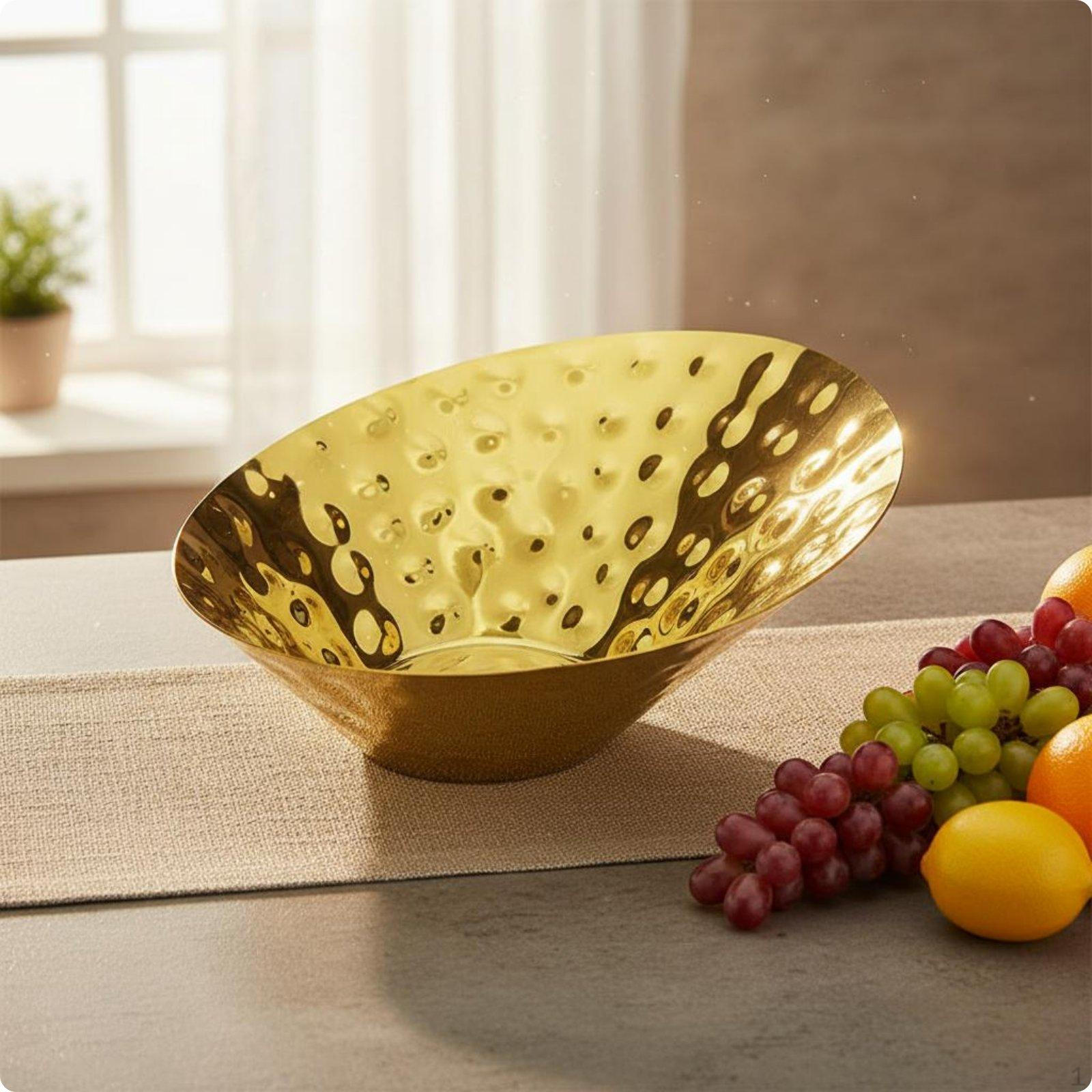 Stainless Steel Fruit Serving Bowl Buffet Slanted Rims Food Tableware for Hotel Dining, Small