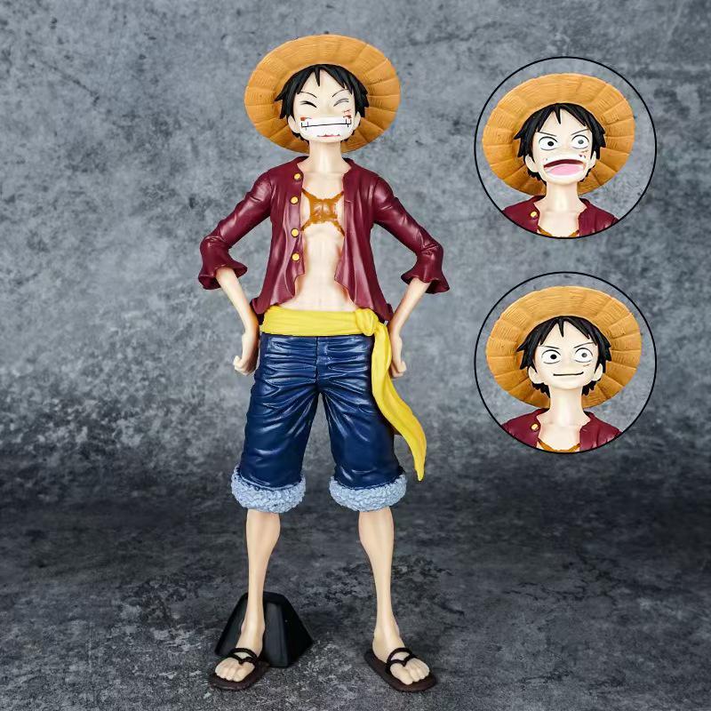 Luffy Straw Hat Figure: Confident Smiling Face Anime Toy Ornament for Kids