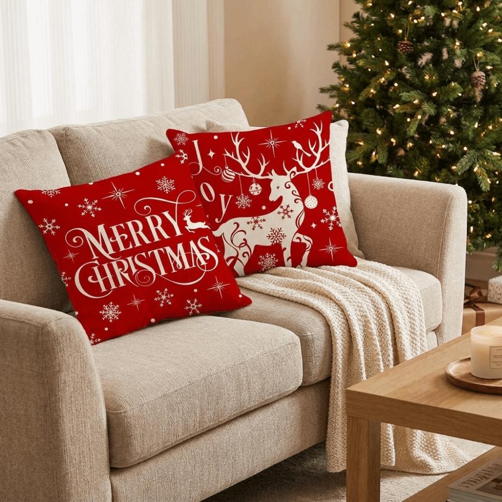 Comfortable Xmas Cushion Cover Soft Christmas Tree Cushion Cover Throw Pillowcase New Year Decor
