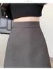 Korean Style Wool Midi Skirt - High Waist, Slimming A-Line Bodycon for Women