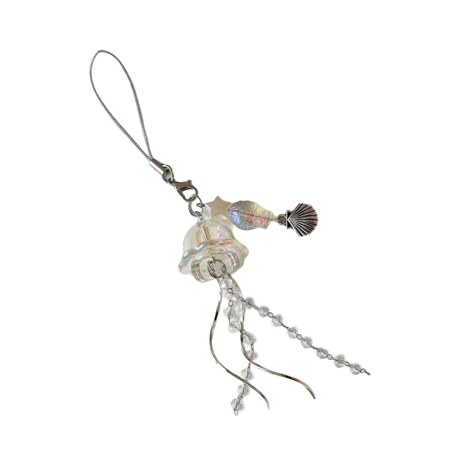 

Подвеска-брелок в виде медузы, ремешок для телефона, акриловая текстура, цепочка для телефона, подходит для любителей моды, подарок белый