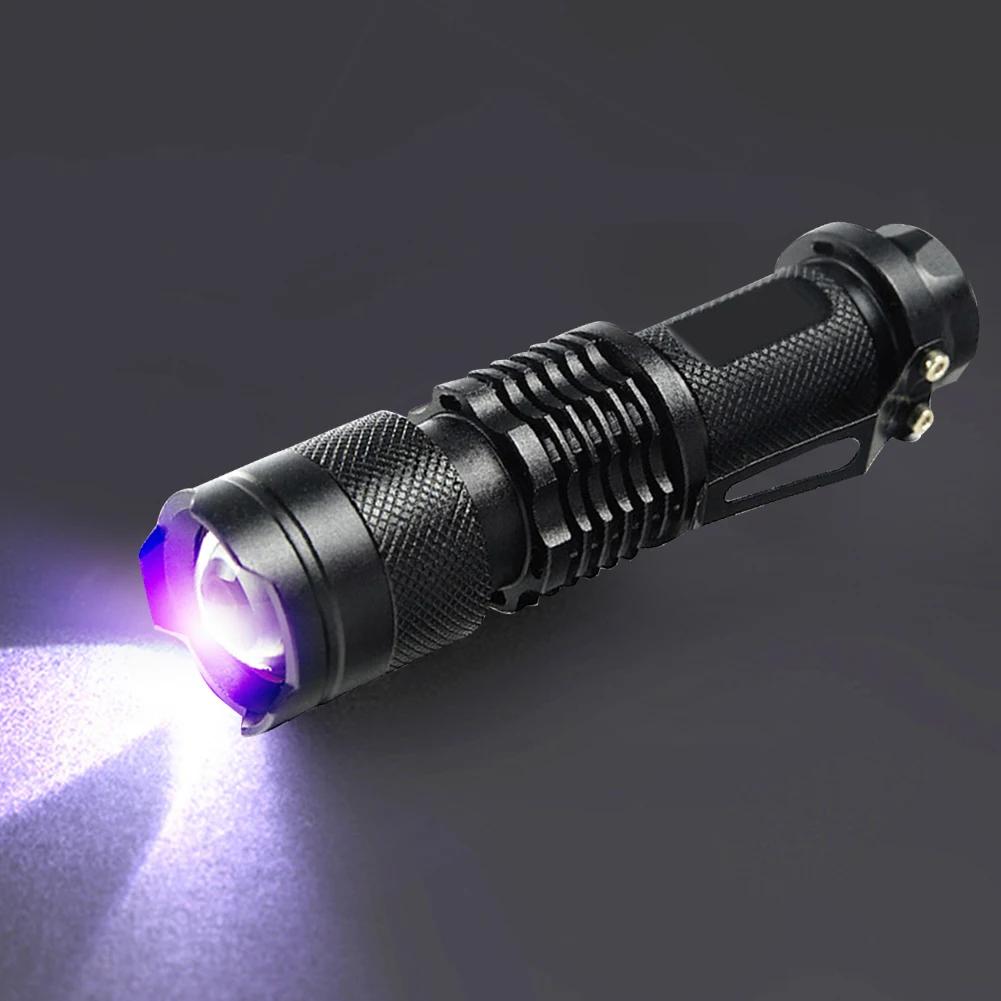 LED UV Flashlight 365nm/395nm Ultraviolet Torch Money Verification Inspection Lamp Pet Urine Stain Detector Tools Purple Light