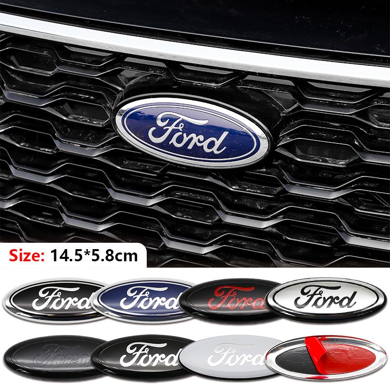 3D Aluminum Car Front Rear Badge Emblem Overlay 14.5cm For Ford Explorer Mondeo Edge Focus Fiesta Kuga Auto Tuning Accessories