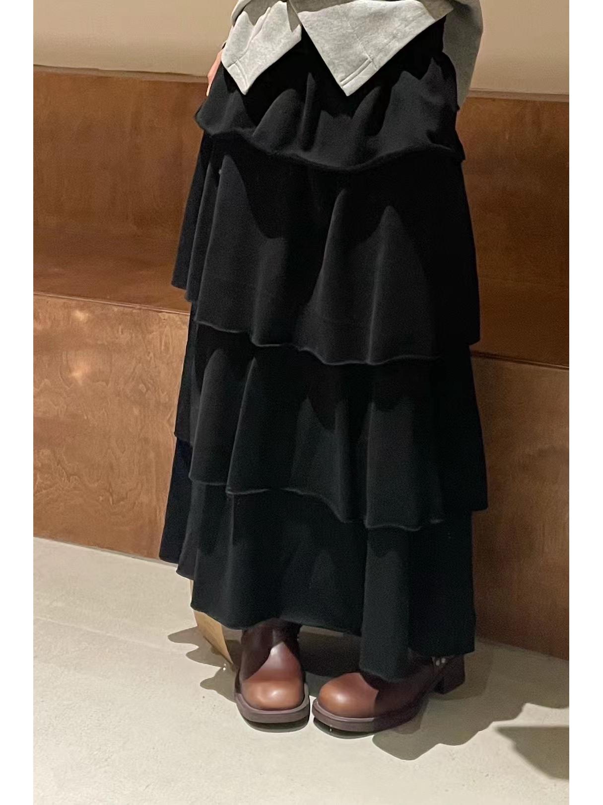 

Юбка-торт женская весенняя эластичная с высокой талией в корейском стиле свободная большого размера длинная Large чёрный