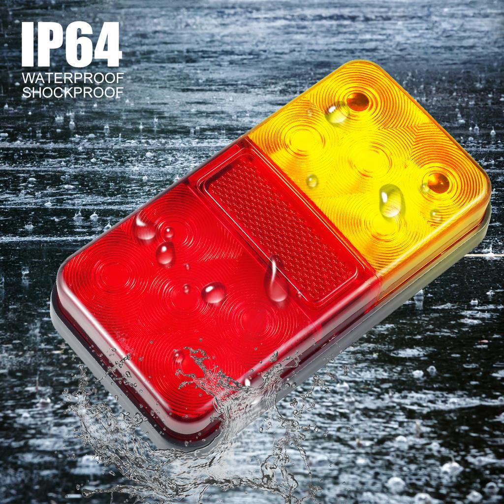 2PCS 12v Car Trailer Truck Tail Light Waterproof 10 LED Signal Indicator Brake Turn Indicator Light 3 in 1