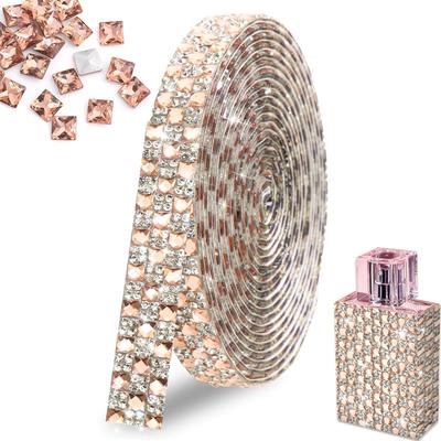 2 Rolls Rhinestone Tape 1Yard/Roll Glitter Sticker Iron-On Chain Ribbon for Hats Bags Jackets Glass DIY