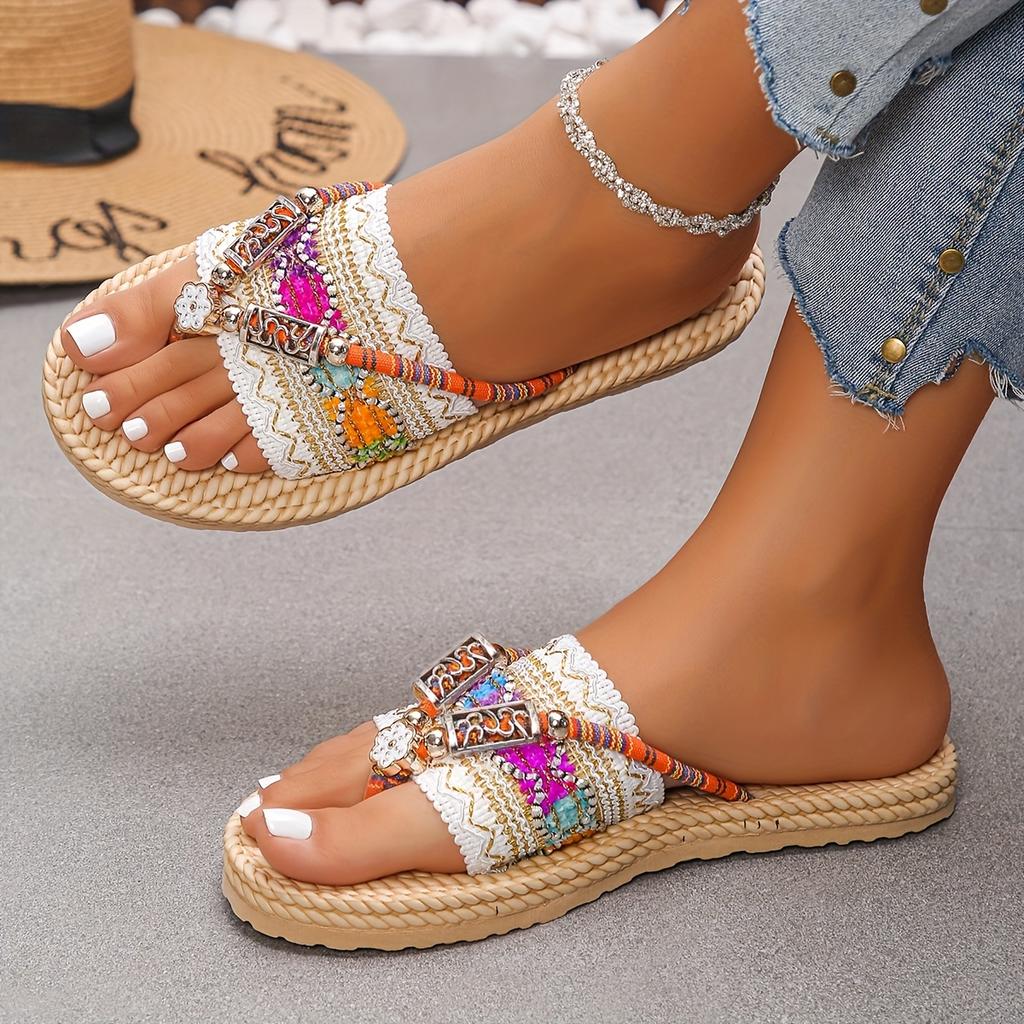 [Fashionable | Elegant] Fashionable Elegant Women's Chinese Ethnic Flat Sandals | Women Shoes