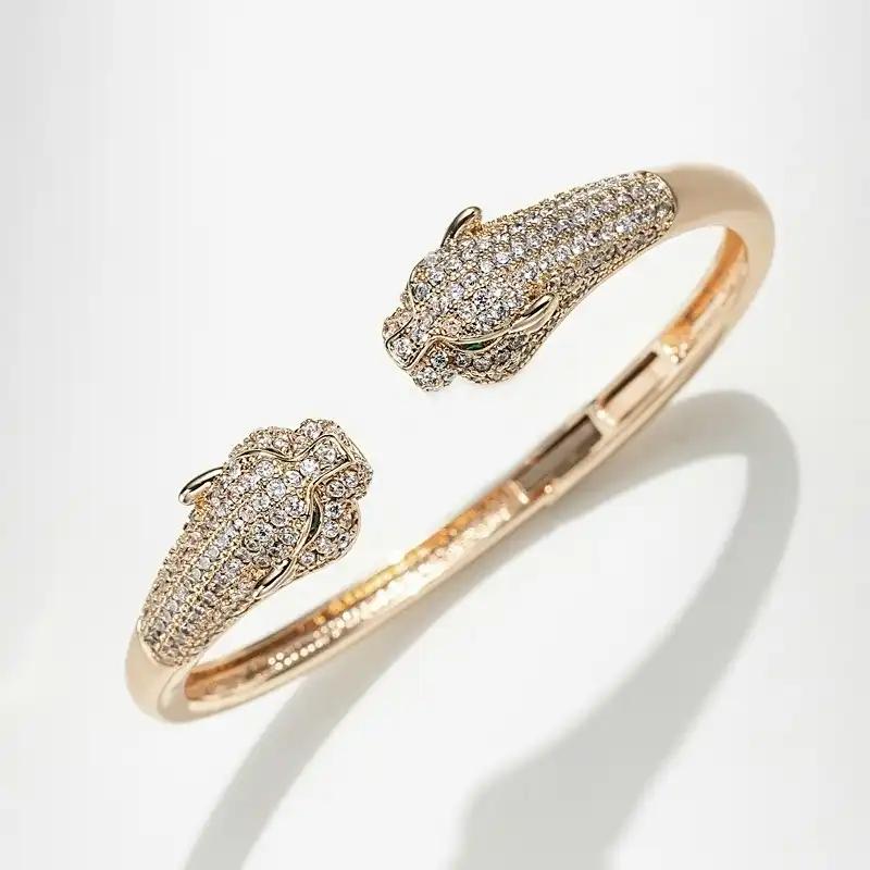 New Inlaid Bracelet, New Leopard Head and Purple Leopard Open Bracelet, Fashionable