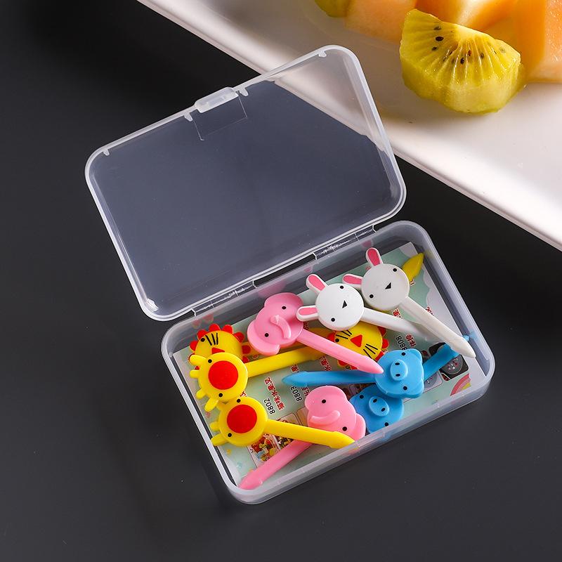 Transparent Fruit Fork Storage Box Organizer Plastic Storage Case Adjustable Container For Kids Fruit Fork Organizer Display Box